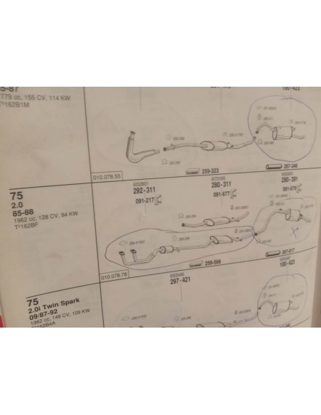 SILENCIOSO TRASERO ESCAPE ALFA ROMEO 75 MOTOR 1.6 , 1.8 Y 2.0
