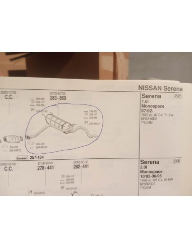 SILENCIOSO TRASERO DE ESCAPE NISSAN SERENA Y VANETTE 1.6
