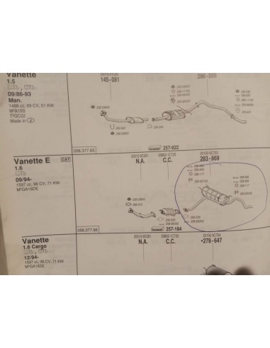 SILENCIOSO TRASERO DE ESCAPE NISSAN SERENA Y VANETTE 1.6