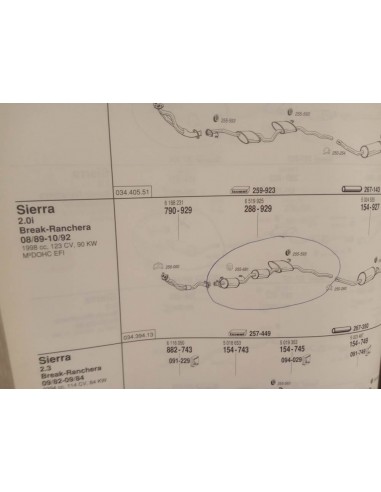 SILENCIOSO DELANTERO ESCAPE FORD SIERRA MK2 2.0