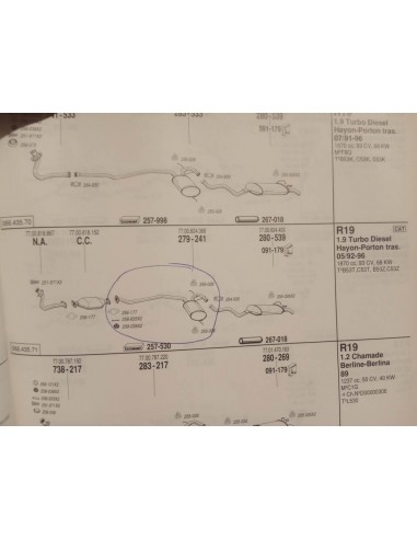 SILENCIOS INTERMEDIO DE ESCAPE RENAULT 19 MOTOR 1.8 Y 1.9 TD