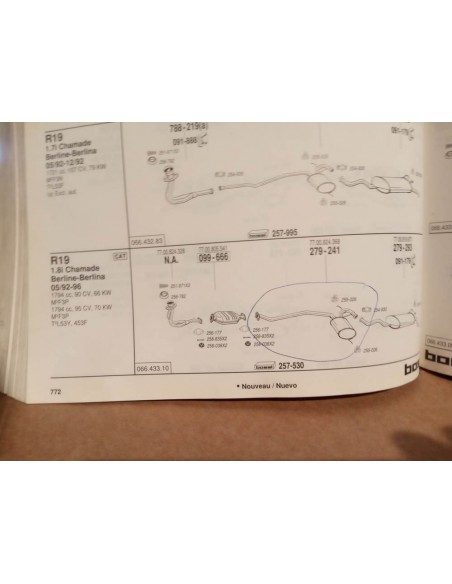 SILENCIOS INTERMEDIO DE ESCAPE RENAULT 19 MOTOR 1.8 Y 1.9 TD