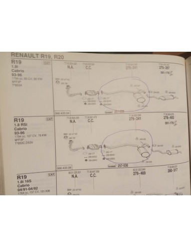 SILENCIOS INTERMEDIO DE ESCAPE RENAULT 19 MOTOR 1.8 Y 1.9 TD
