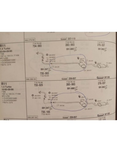 SILENCIOSO DELANTERO ESCAPE RENAULT 11 TURBO (FASE 1)