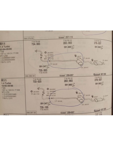 SILENCIOSO DELANTERO ESCAPE RENAULT 11 TURBO (FASE 1)