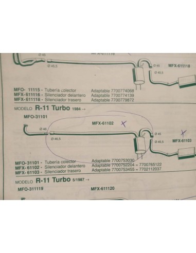 SILENCIOSO DELANTERO ESCAPE RENAULT 11 TURBO (FASE 1)