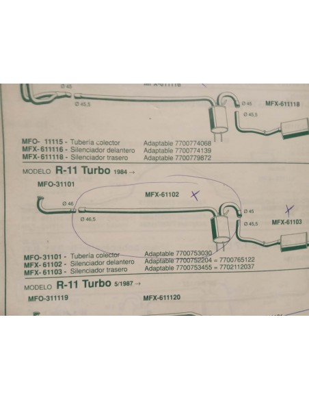 SILENCIOSO DELANTERO ESCAPE RENAULT 11 TURBO (FASE 1)