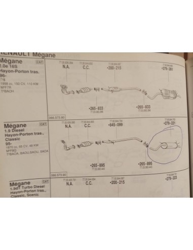 SILENCIOSO TRASERO DE ESCAPE RENAULT MEGANE Y CLASSIC 1.9 DIESEL