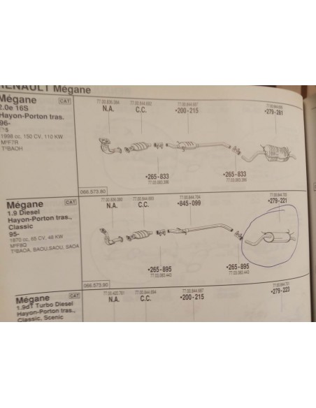 SILENCIOSO TRASERO DE ESCAPE RENAULT MEGANE Y CLASSIC 1.9 DIESEL