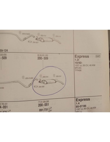 SILENCIOSO TRASERO ESCAPE RENAULT EXPRESS (A PARTIR DEL 9/91)