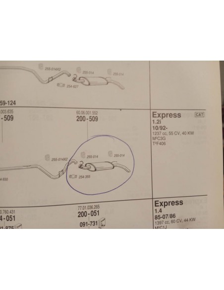 SILENCIOSO TRASERO ESCAPE RENAULT EXPRESS (A PARTIR DEL 9/91)