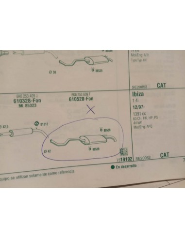 SILENCIOSO TRASERO DE ESCAPE SEAT IBIZA II (A PARTIR DEL 7/96)