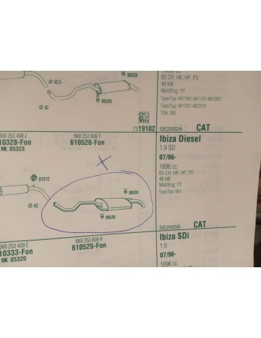 SILENCIOSO TRASERO DE ESCAPE SEAT IBIZA II (A PARTIR DEL 7/96)