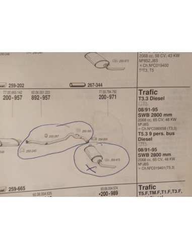 SILENCIOSO TRASERO ESCAPE RENAULT TRAFIC 2.1 Y 2.5 DIESEL