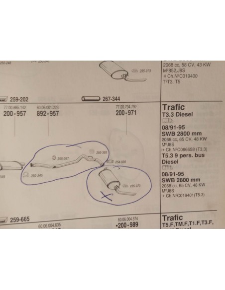 SILENCIOSO TRASERO ESCAPE RENAULT TRAFIC 2.1 Y 2.5 DIESEL