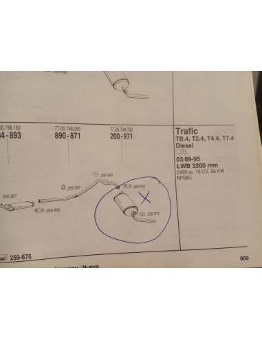 SILENCIOSO TRASERO ESCAPE RENAULT TRAFIC 2.1 Y 2.5 DIESEL