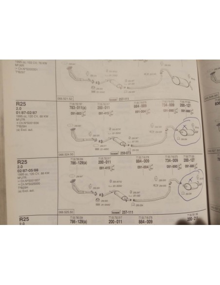 SILENCIOSO TRASERO RENAULT 25 GASOLINA 2.0 ,2.2 ,2.7 Y 2.8 V6