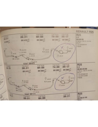 SILENCIOSO TRASERO RENAULT 25 GASOLINA 2.0 ,2.2 ,2.7 Y 2.8 V6