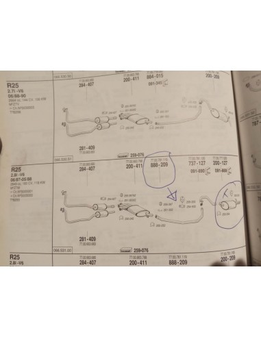 SILENCIOSO TRASERO RENAULT 25 GASOLINA 2.0 ,2.2 ,2.7 Y 2.8 V6