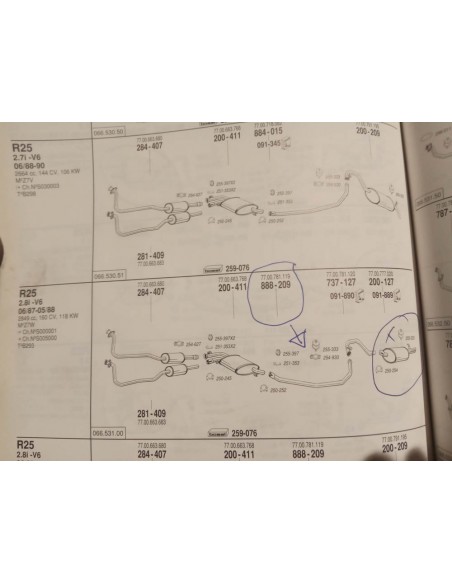 SILENCIOSO TRASERO RENAULT 25 GASOLINA 2.0 ,2.2 ,2.7 Y 2.8 V6