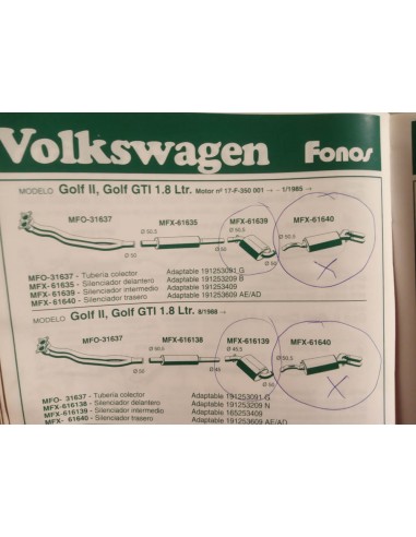 SILENCIOSO TRASERO ESCAPE VW GOLF II MOTOR 1.8 GTI