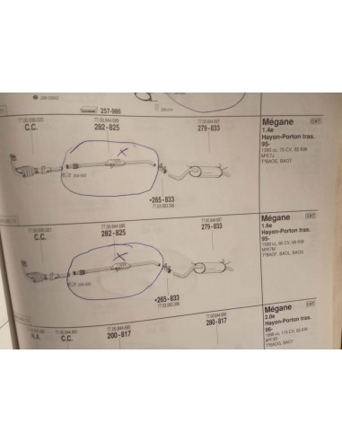 SILENCIOSO INTERMEDIO ESCAPE RENAULT MEGANE I Y SCENIC I 1.4 Y 1.6