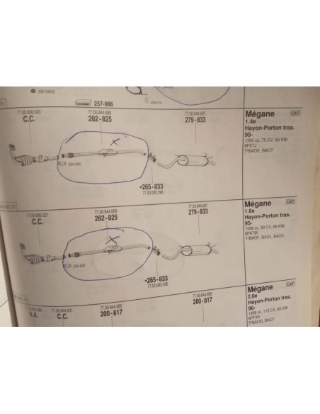 SILENCIOSO INTERMEDIO ESCAPE RENAULT MEGANE I Y SCENIC I 1.4 Y 1.6