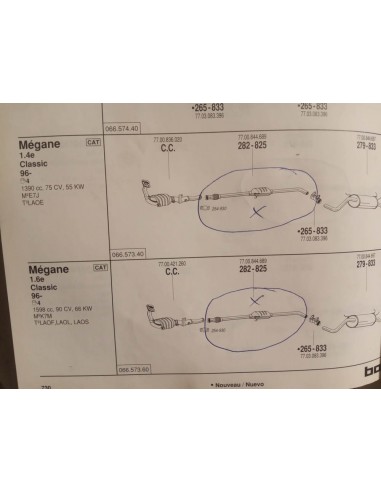 SILENCIOSO INTERMEDIO ESCAPE RENAULT MEGANE I Y SCENIC I 1.4 Y 1.6