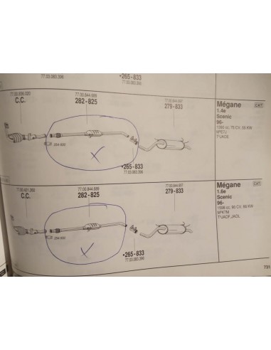 SILENCIOSO INTERMEDIO ESCAPE RENAULT MEGANE I Y SCENIC I 1.4 Y 1.6