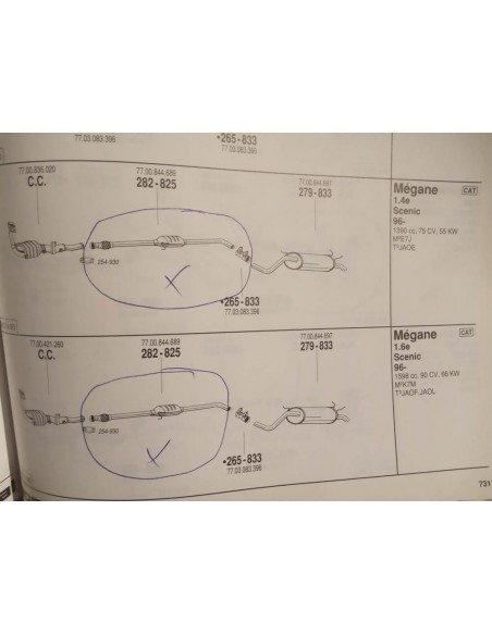 SILENCIOSO INTERMEDIO ESCAPE RENAULT MEGANE I Y SCENIC I 1.4 Y 1.6