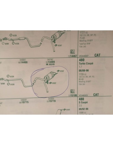 SILENCIOSO TRASERO ESCAPE VOLVO 480 TURBO COUPE