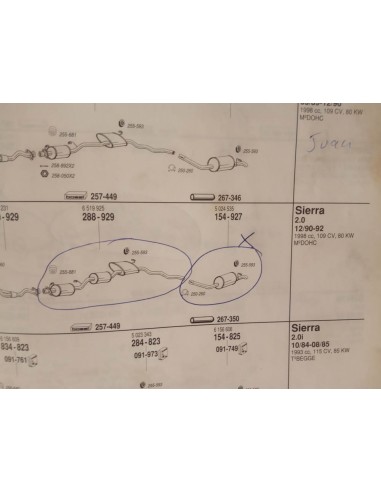 SILENCIOSO TRASERO ESCAPE FORD SIERRA MOTOR 2.0 Y 2.0i
