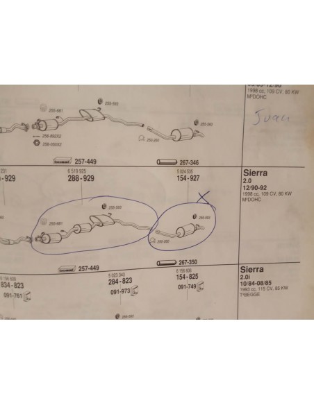 SILENCIOSO TRASERO ESCAPE FORD SIERRA MOTOR 2.0 Y 2.0i