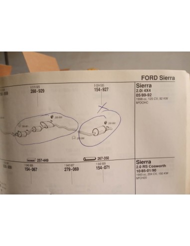 SILENCIOSO TRASERO ESCAPE FORD SIERRA MOTOR 2.0 Y 2.0i