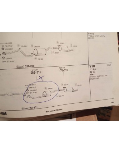 SILENCIOSO INTERMEDIO ESCAPE LANCIA Y10 MOTOR 1.1 i.e.