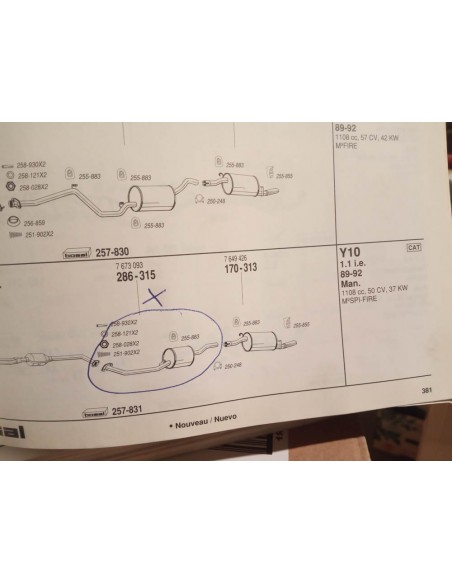 SILENCIOSO INTERMEDIO ESCAPE LANCIA Y10 MOTOR 1.1 i.e.