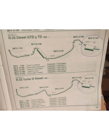 SILENCIOSO TRASERO ESCAPE RENAULT 25 DIESEL Y TURBO DIESEL