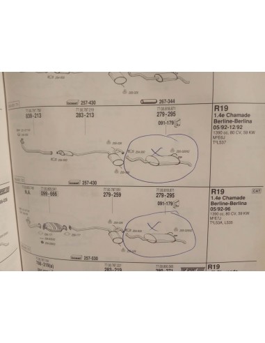 SILENCIOSO TRASERO ESCAPE RENAULT 19 CHAMADE (DEL 92 A 96)
