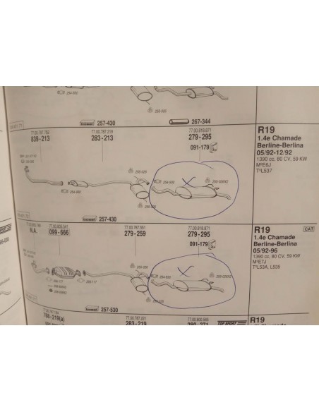 SILENCIOSO TRASERO ESCAPE RENAULT 19 CHAMADE (DEL 92 A 96)