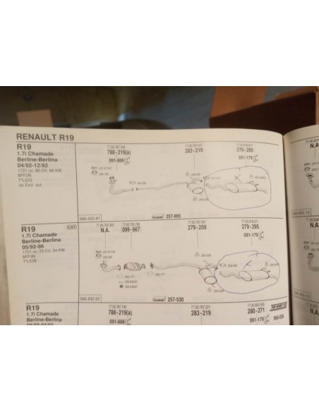 SILENCIOSO TRASERO ESCAPE RENAULT 19 CHAMADE (DEL 92 A 96)