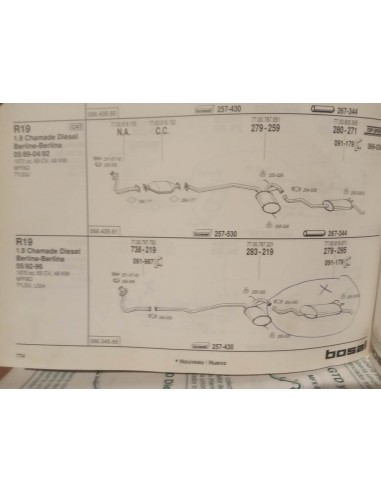 SILENCIOSO TRASERO ESCAPE RENAULT 19 CHAMADE (DEL 92 A 96)
