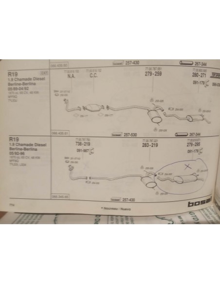 SILENCIOSO TRASERO ESCAPE RENAULT 19 CHAMADE (DEL 92 A 96)