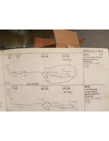 SILENCIOSO TRASERO ESCAPE RENAULT 19 CHAMADE (DEL 92 A 96)