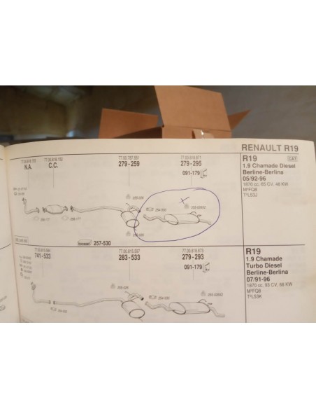 SILENCIOSO TRASERO ESCAPE RENAULT 19 CHAMADE (DEL 92 A 96)