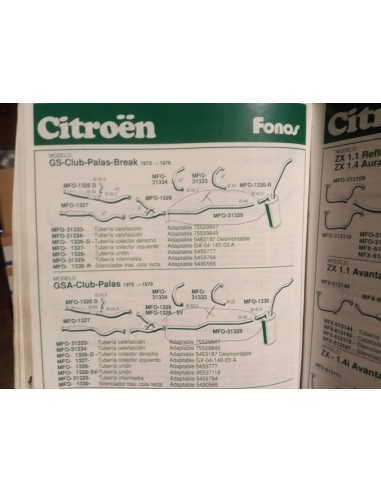 TUBERIA INTERMEDIA ESCAPE CITROEN GS Y GSA CLUB PALAS