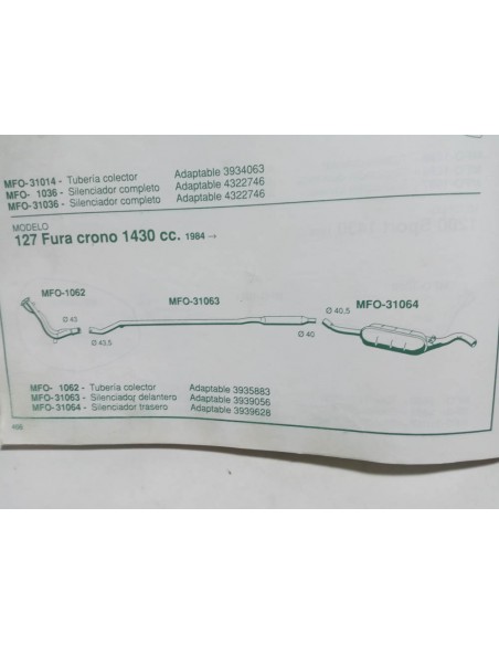 SILENCIOSO TRASERO DE ESCAPE SEAT FURA CRONO 1430 cc