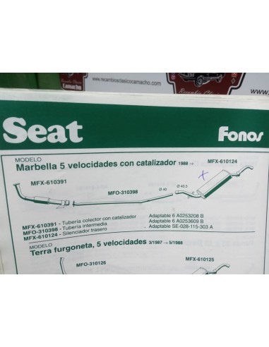 SILENCIOSO TRASERO ESCAPE SEAT MARBELLA DE 4 Y 5 VEL.