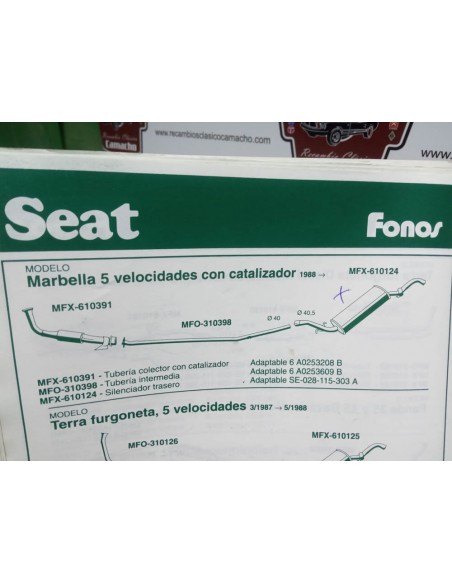 SILENCIOSO TRASERO ESCAPE SEAT MARBELLA DE 4 Y 5 VEL.