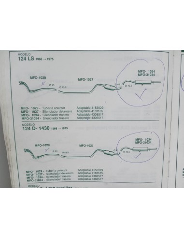 SILENCIOSO TRASERO ESCAPE SEAT 124 Y 1430