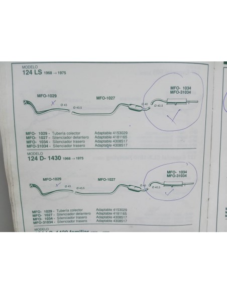 SILENCIOSO TRASERO ESCAPE SEAT 124 Y 1430